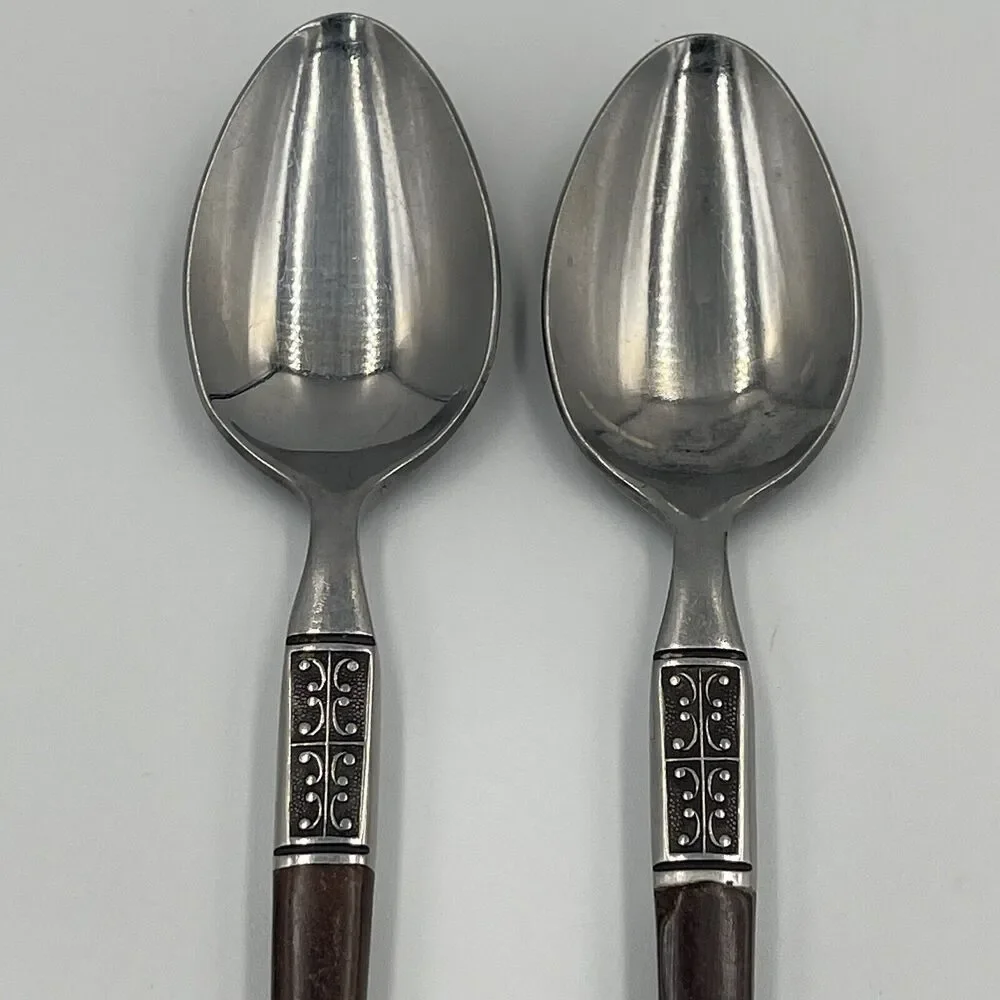 2 QTY Teaspoons EKCO Eterna La Joya MCM Japan Stainless Danish Replacement 6.5in
